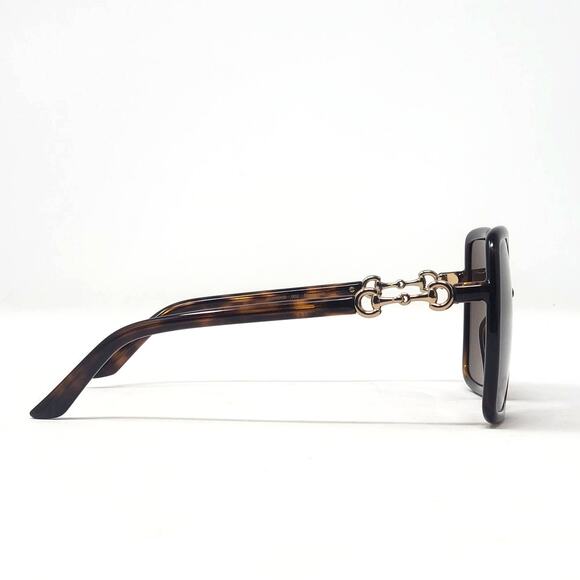 Gucci Oversized Sunglasses Horsebit Detail Square Havana Brown Gold GG0890S NEW - Picture 8 of 13